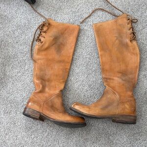 Bed Stu Tan Leather Lace-Up Boots